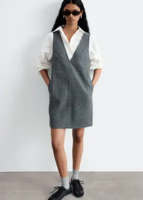 Robe à motif pied-de-poule - Gris/À carreaux — photo 3