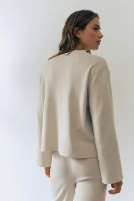 Gilet en maille fine - Beige clair chiné — photo 2