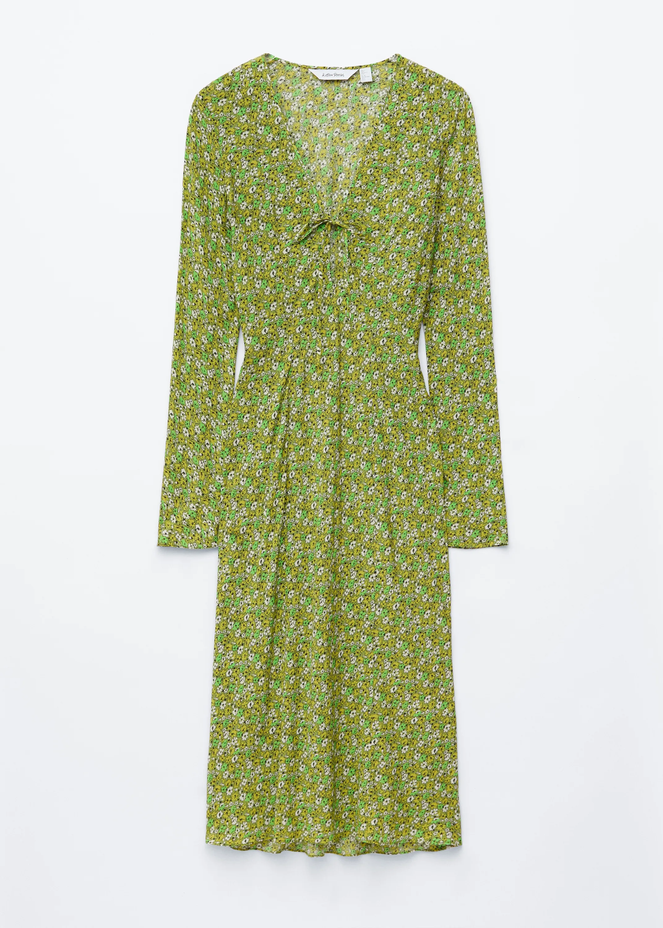 Robe midi à motifs floraux et col en V - Vert/Motif floral