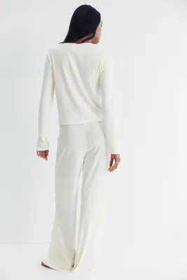 Pyjama en jersey pointelle - Crème — photo 4