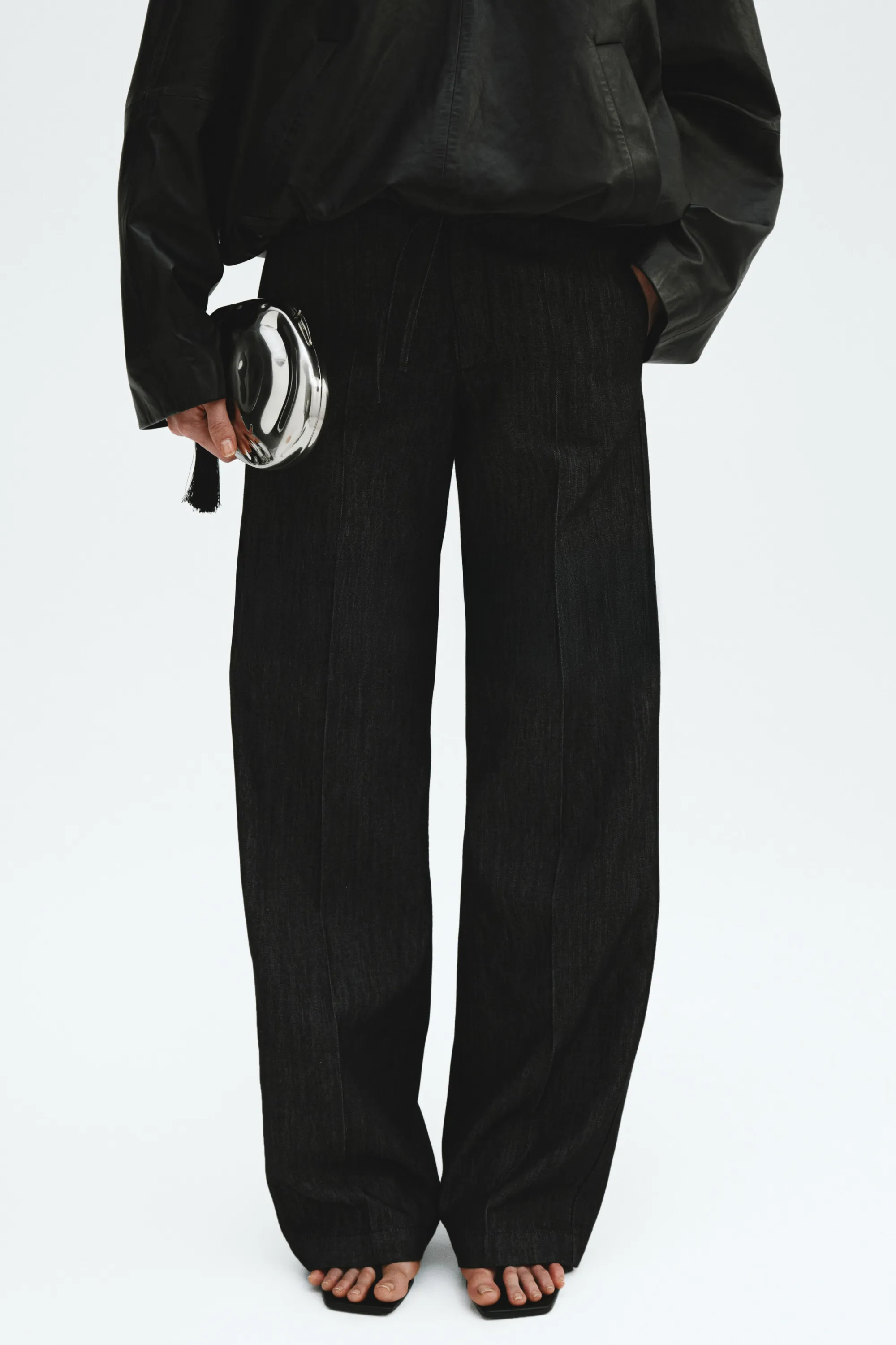 Denim drawstring trousers - Noir délavé
