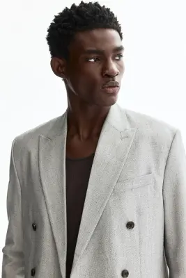 Veste Regular Fit à fermeture croisée - Gris clair — photo 1