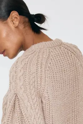 Pull en maille torsadée - Taupe — photo 3