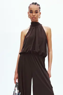 Pantalon cargo avec jambes ballon - Marron foncé — photo 1