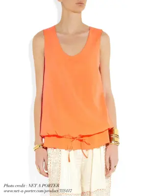 Débardeur bretelles larges en soie orange fluo Px boutique 350€ Taille M — photo 4