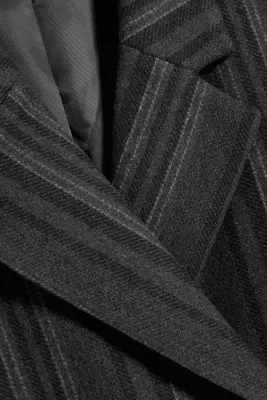 LOGAN MANTEAU CROISÉ EN LAINE MÉLANGÉE - Gris foncé rayé — photo 5