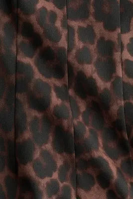 Robe cintrée à encolure en V - Marron/imprimé léopard — photo 4