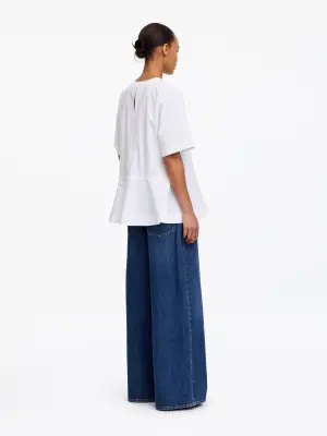 T-shirt péplum en coton pima - Blanc — photo 2