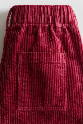 Pantalon en velours de coton côtelé - Rouge — photo 4