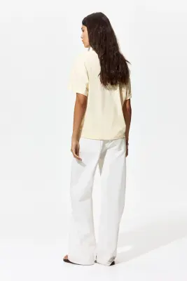 Loose-fit cotton T-shirt - Jaune pâle — photo 2