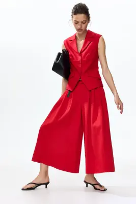 Gilet sans manches en lin mélangé - Rouge — photo 1