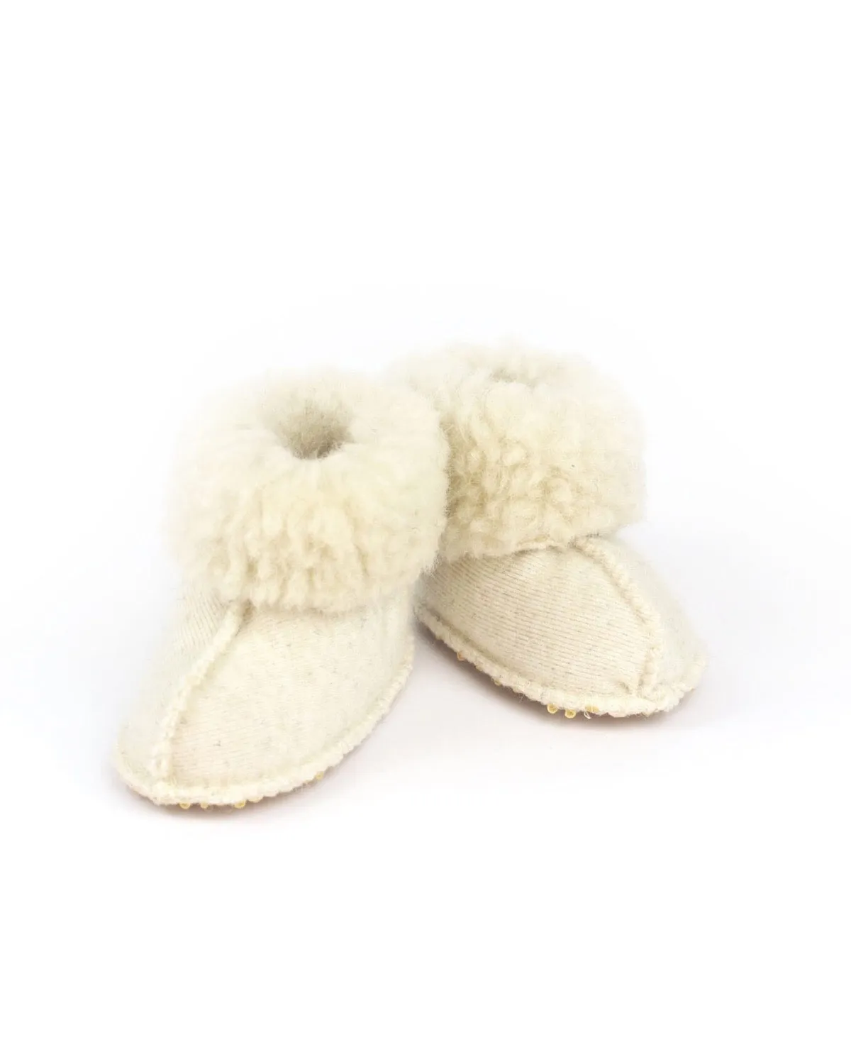 Chaussons bébé Miki blancs en laine – Yoko
