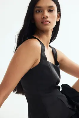 Open-back peplum top - Noir — photo 1