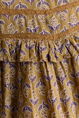 Robe trapèze en coton - Beige/fleuri — photo 2