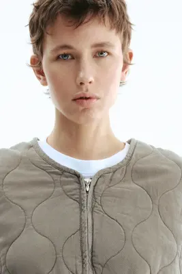 Veste matelassée en twill - Gris — photo 1