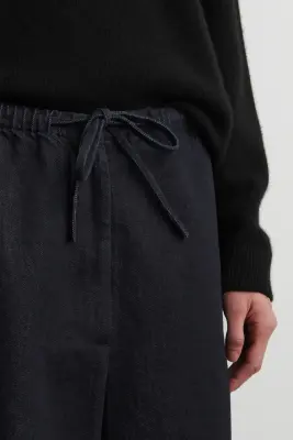 PANTALON EN DENIM À TAILLE AJUSTABLE - BLEU ENCRE — photo 3