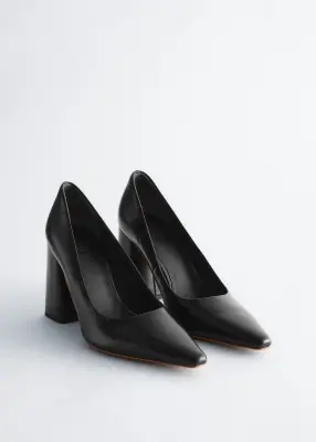 Escarpins en cuir à talons épais - Noir — photo 2