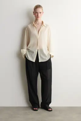CHEMISE EN VOILE DE LAINE FLUIDE - CRÈME — photo 2
