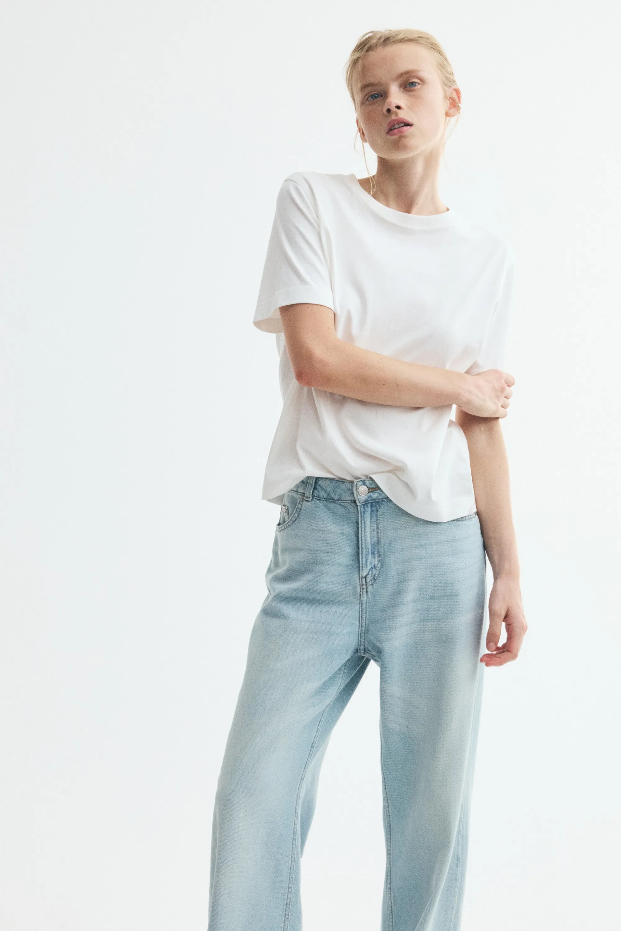 Baggy Regular Waist Jeans - Bleu denim clair