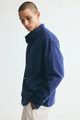 Chemise Oxford Relaxed Fit - Bleu foncé/rayé — photo 5