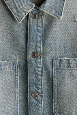 Surchemise Relaxed Fit en denim - Bleu denim clair — photo 5