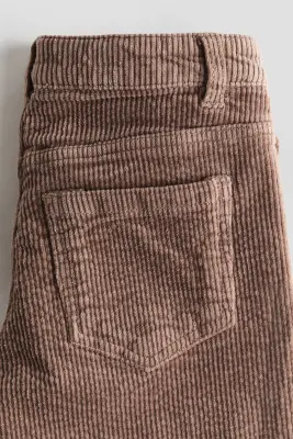 Pantalon large en velours de coton côtelé - Taupe — photo 1