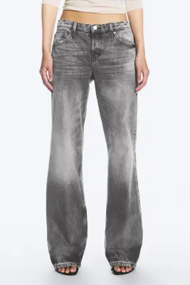 Jean bootcut ample taille basse Aura - Alien Black - Noir délavé — photo 2