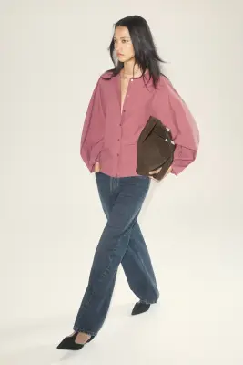 BLOUSE FRONCÉE EN COTON PIMA - BAIE — photo 5
