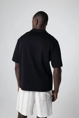 Polo Noir Manches Courtes en Coton Supima — photo 4