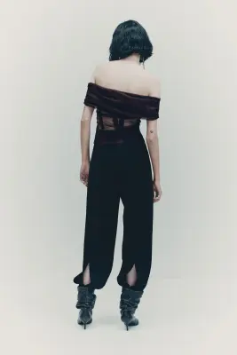 Top épaules nues en mesh - Bordeaux — photo 2
