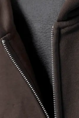 Sweat à capuche zippé ample - Marron foncé — photo 5