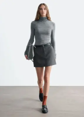 Wool Turtleneck Top - Gris — photo 1