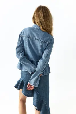 Veste péplum en denim - Bleu denim clair — photo 1
