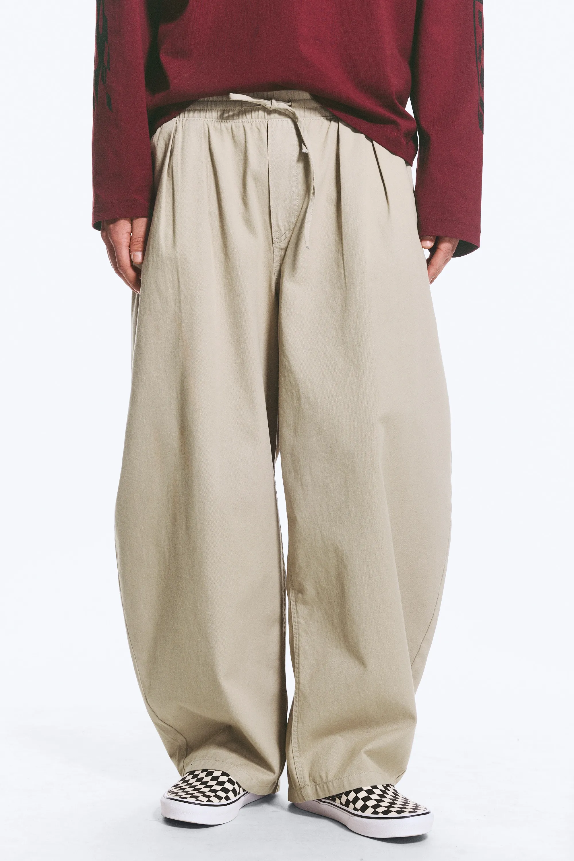 Pantalon à enfiler Barrel - Beige poudré