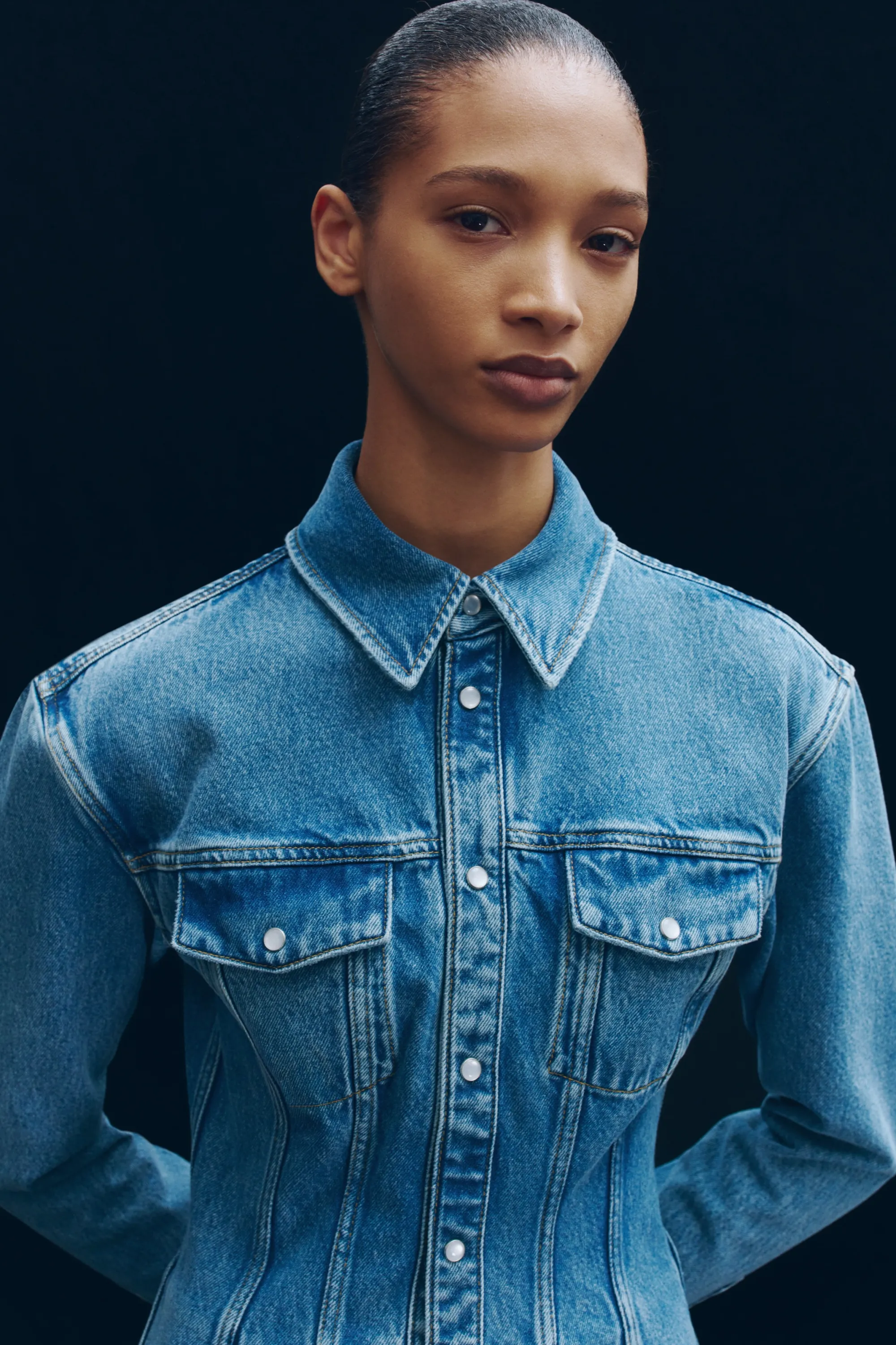 Veste sablier en denim - Bleu denim clair