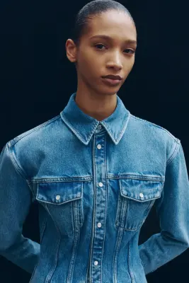 Veste sablier en denim - Bleu denim clair — photo 1