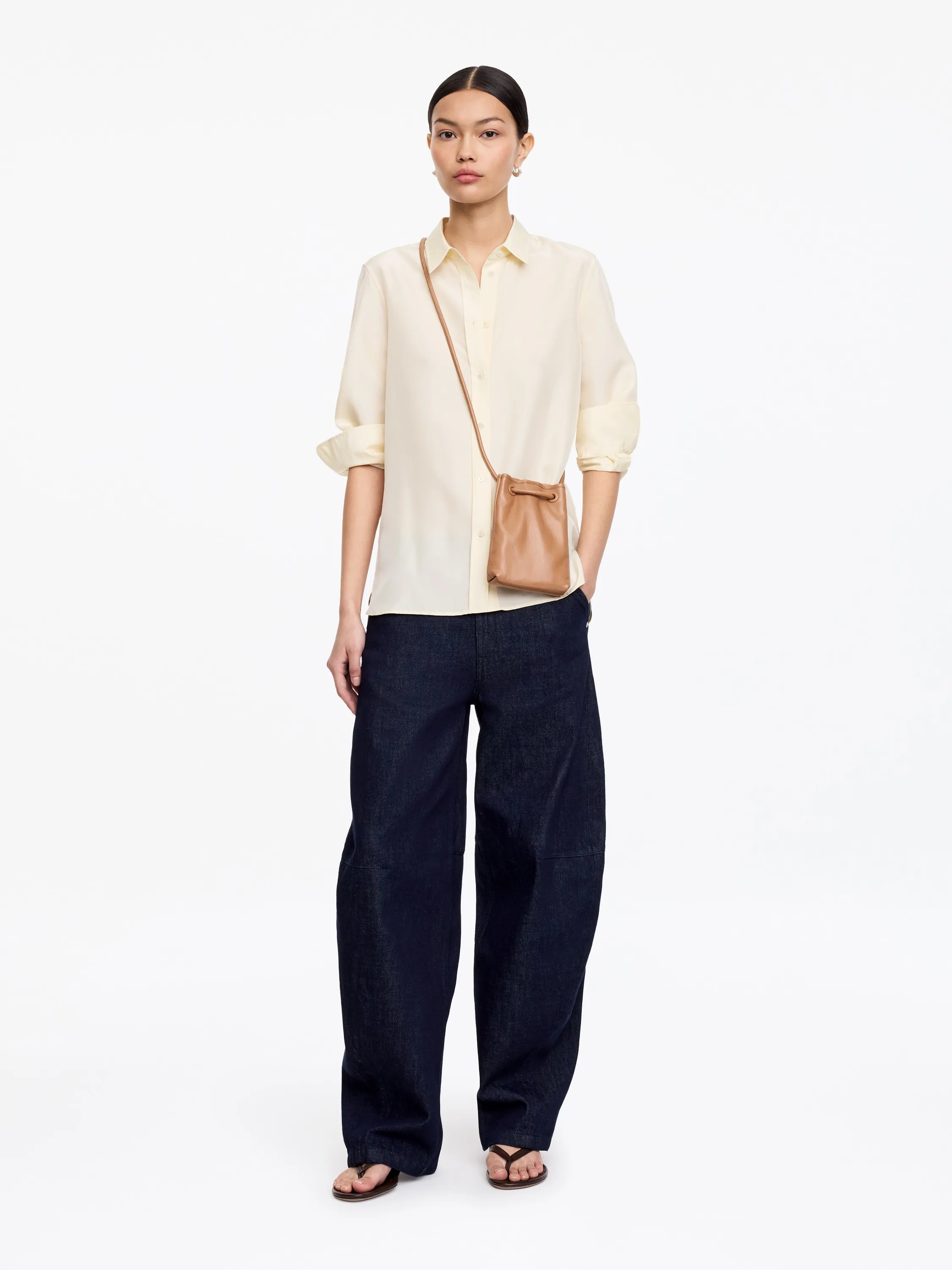 Sac en cuir à bandoulière - Beige