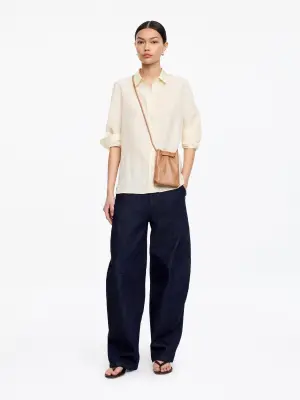 Sac en cuir à bandoulière - Beige — photo 1