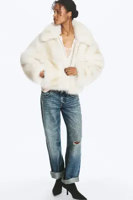 Veste zippée en fausse fourrure - Blanc cassé — photo 1