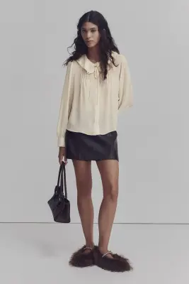 Blouse en viscose avec col - Crème — photo 1