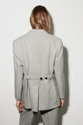 BLAZER STRUCTURÉ EN MÉLANGE DE LAINE - TAUPE CHINÉ — photo 5