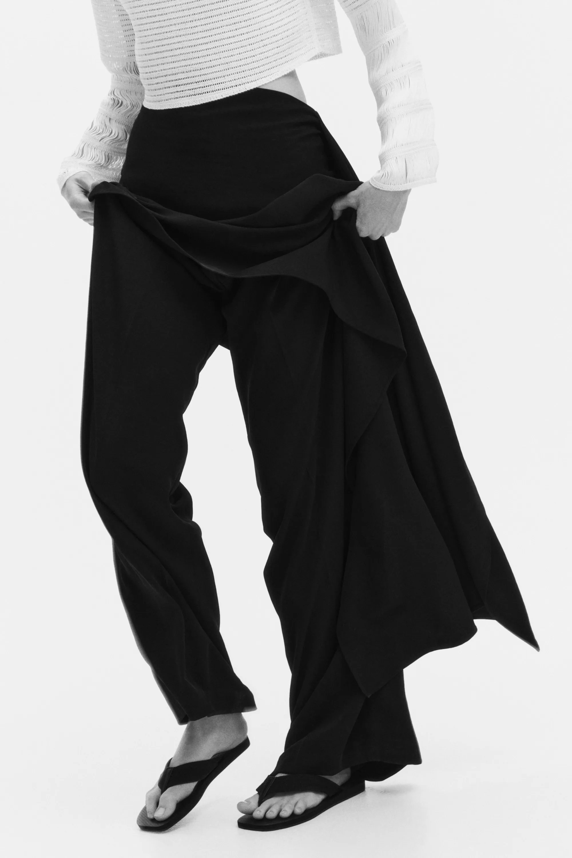 Pantalon chic avec jupe superposée - Noir