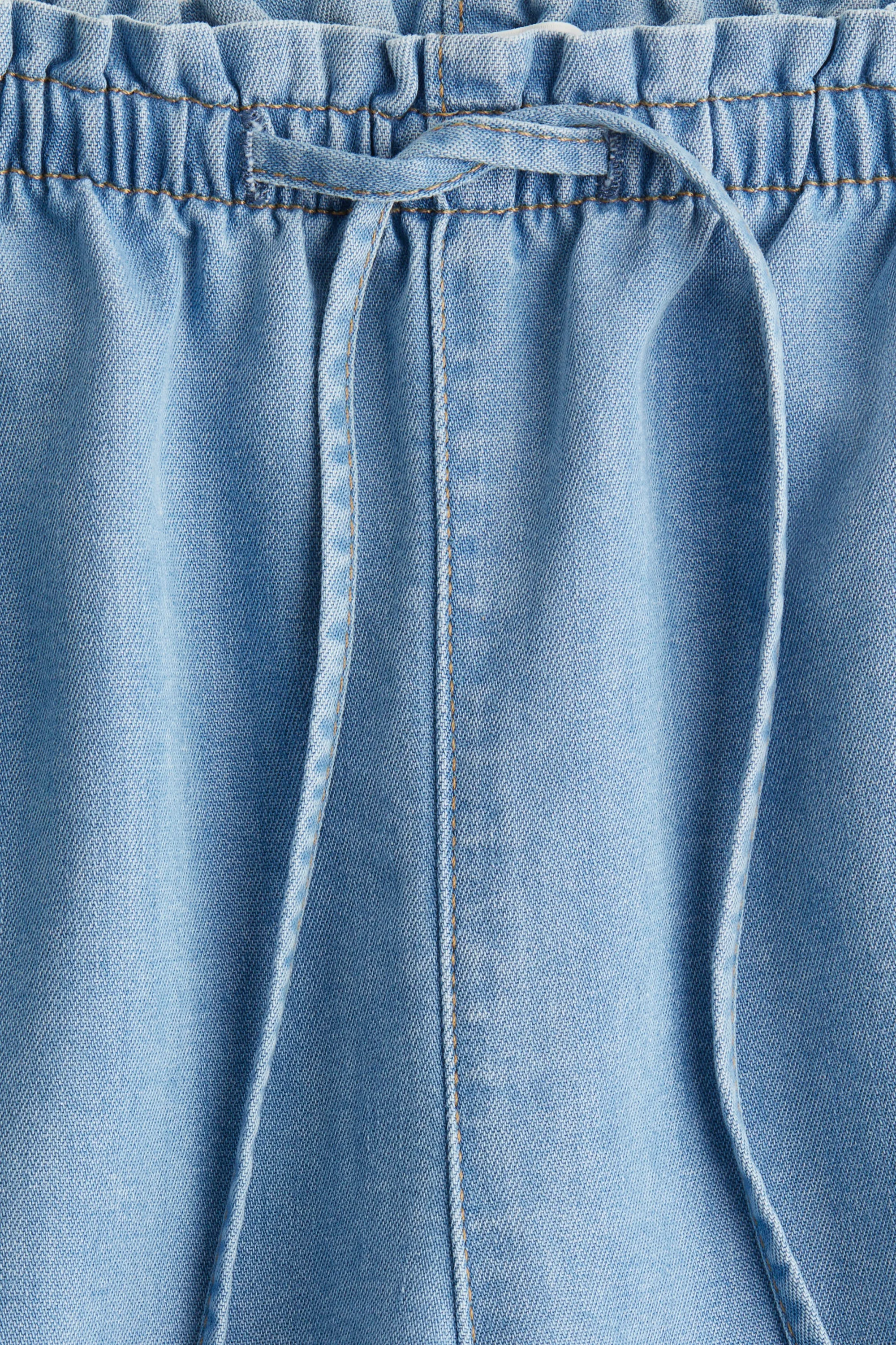 Pantalon en denim avec taille élastique - Bleu denim clair
