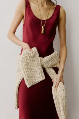 Slip dress en satin - Bordeaux — photo 2