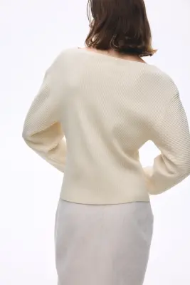 Top en maille côtelée - Beige clair — photo 2