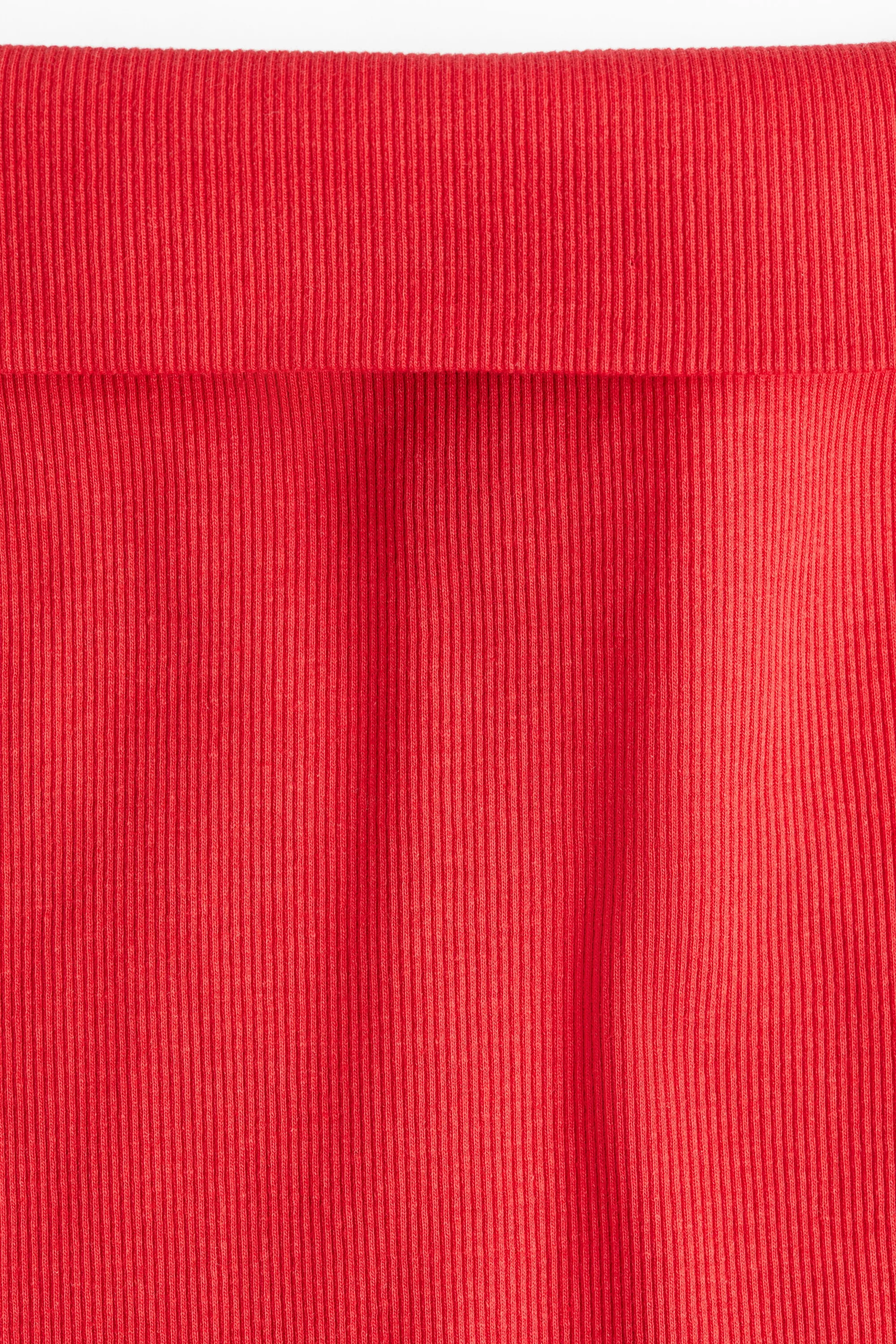 Top épaules nues côtelé - Rouge vif