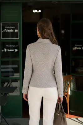 Blanche Short Coat - Grey white — photo 5