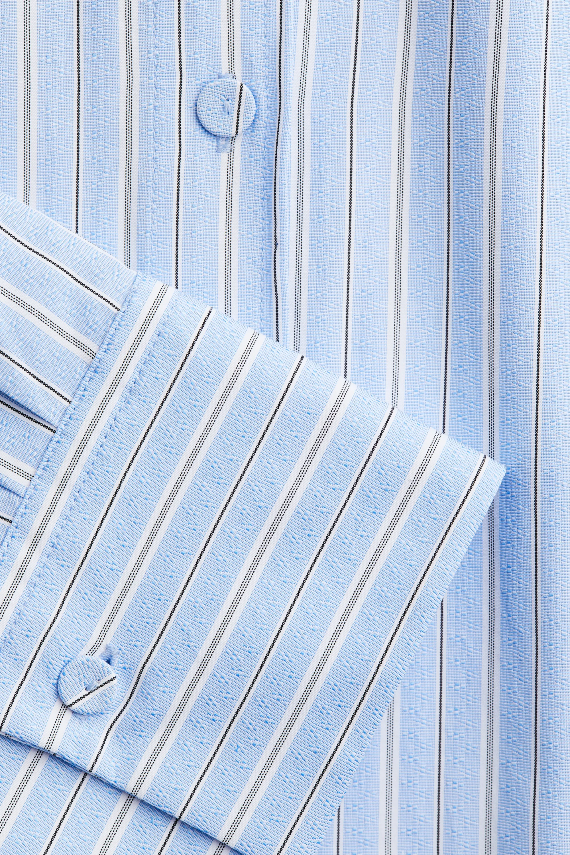 Chemise courte - Bleu clair/rayé