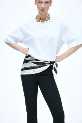 Pantalon Capri avec foulard - Noir — photo 2