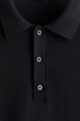 Polo Regular Fit en maille - Bleu marine — photo 5